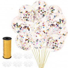 SanGlory 25 Stücke Konfetti Hochzeit Luftballons Ø 30cm, Latex Ballons mit Bunt Geformte Herz Folie Konfetti für Geburtstagsfeier Hochzeit Party und Festival Deko (25 Stück - Bunt Herz)