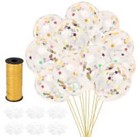 SanGlory 30 Stück Konfetti Luftballons, Latex Ballons Ø 30cm mit Bunte Sterne Konfetti für Party Romantische Kinder Geburtstag Dekoration Lieferungen Hochzeit Ballons (30 Stück - Bunt Sterne)