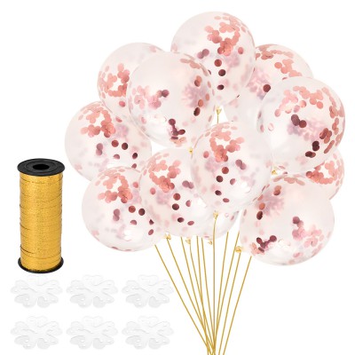 SanGlory 30 Stück Rose Gold Konfetti Ballons, Latex Luftballons Ø 30cm mit Rosa Folie Konfetti für Geburtstagsfeier Hochzeit Party und Festival Dekoration (30 Stück - Rosa)