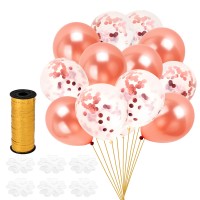 SanGlory 30 Stück Konfetti Luftballons Rosegold Transparente Pailletten 30cm Rose Latex Ballons für Geburtstagsfeier Hochzeit Party Valentinstag Dekorationen (Rose Gold) 