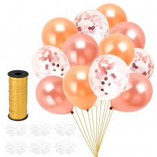 SanGlory 30 Stück Konfetti Luftballons Rosegold Transparente Pailletten Champagner Rose Latex Ballons für Geburtstagsfeier Hochzeit Party Valentinstag Dekorationen (Champagner Rose) 