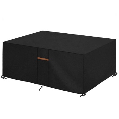 SanGlory Abdeckung Gartenmöbel Wasserdicht 600D Oxford Gewebe UV50+, Gartentische Abdeckhaube Winddicht, Abdeckplane Schutzhülle Schwerlast für Gartentische, Sitzgruppe und Möbelsets (242x162x100cm)