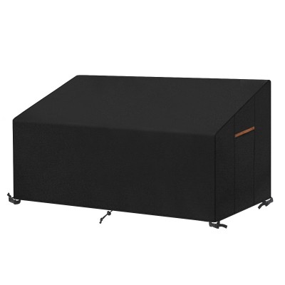 SanGlory 3 Sitzer Gartenbank Abdeckung Wasserdicht Reißfest 600D Oxford Gewebe, Winddicht, UV-Beständiges Schutzhülle für Gartenbank 3er Sitzbank Hülle (163x66x63/89cm)