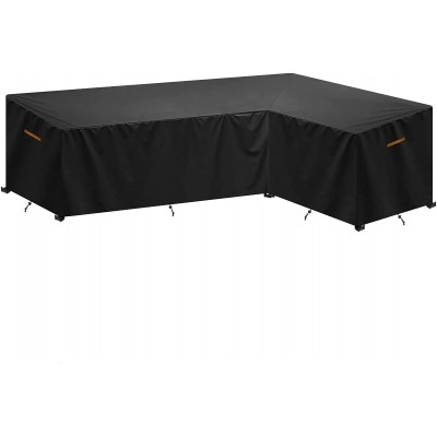 SanGlory Gartenmöbel Abdeckung für L-Form Sofas (Linke Lang-Rechte Kurz) Ecksofa Abdeckplane mit Belüftungsöffnungen, Wasserdicht Lounge Abdeckung Loungemöbel Abdeckhaube 270x210x85x65/90cm