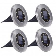 Solarleuchten Garten, SanGlory 4 Stück 8 LED Solar Bodenleuchte Edelstahl Außenleuchte Wasserdicht Bodenstrahler Licht Aussen Garten Landschaft Beleuchtung für Yard Auffahrt Rasen Pathway,Warmweiß