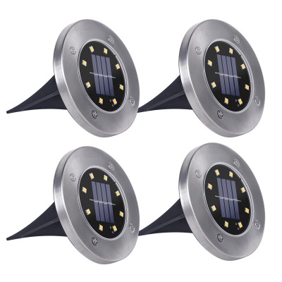 Solarleuchten Garten, SanGlory 4 Stück 8 LED Solar Bodenleuchte Edelstahl Außenleuchte Wasserdicht Bodenstrahler Licht Aussen Garten Landschaft Beleuchtung für Yard Auffahrt Rasen Pathway,Warmweiß